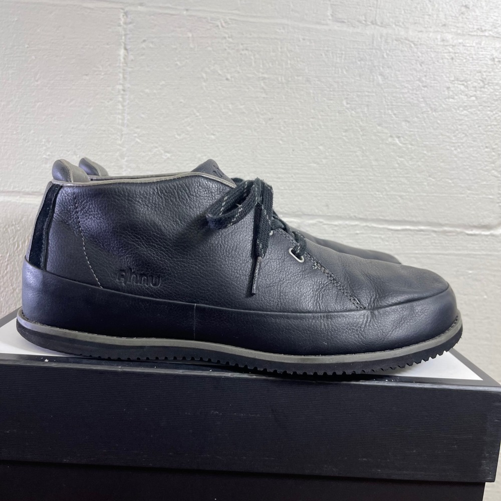 Ahnu AF2446BLK Chukka Ankle Boots Black Leather Lace Up Men's Size 13 US